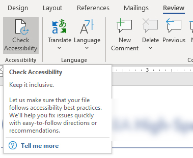 check-accessibility Screenshot showing the accessibility Checker
