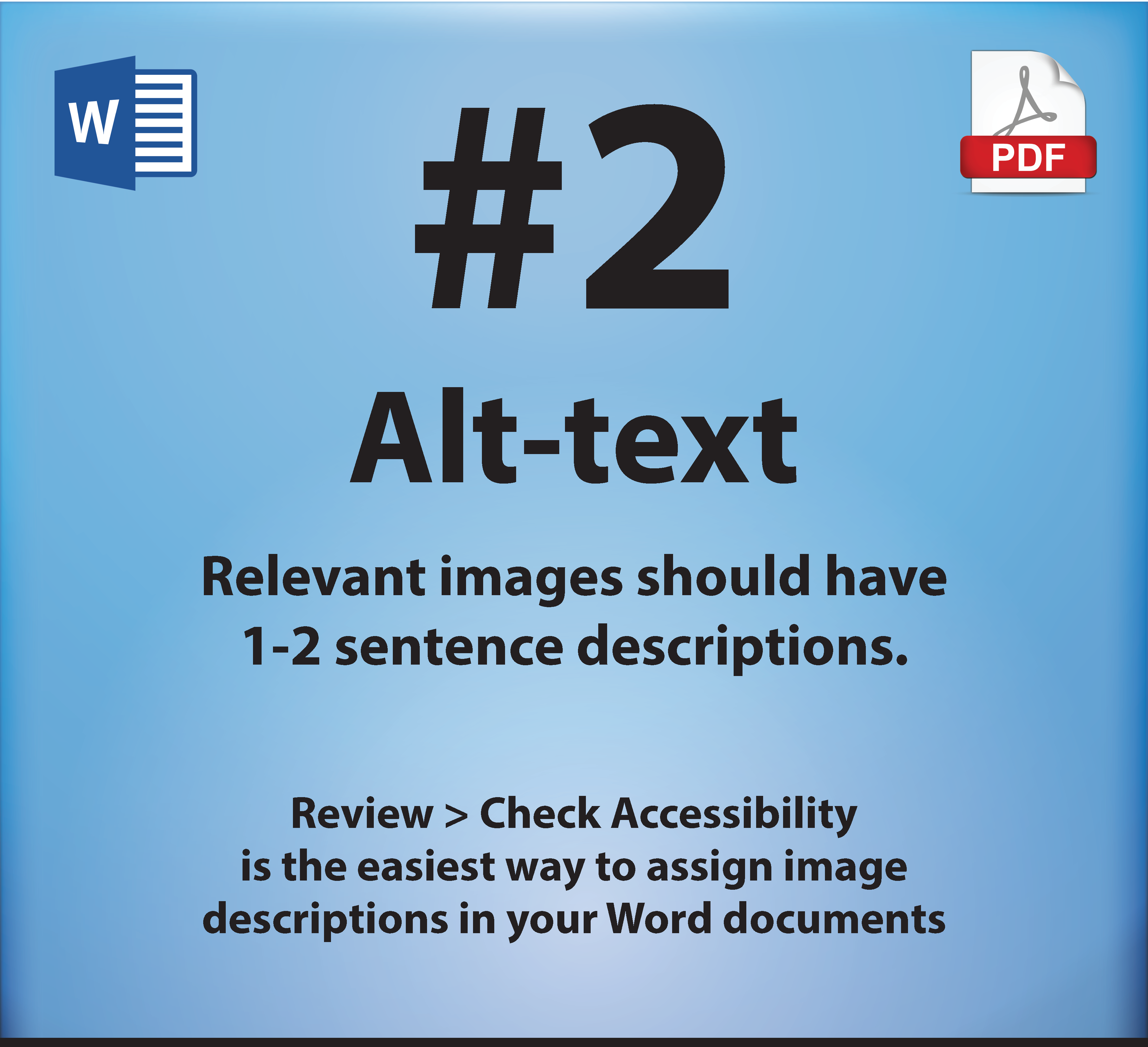 top5-accessibility-tips_Page_3 2. Alt-text. Relevant images should have 1 to 2 sentence descriptions.